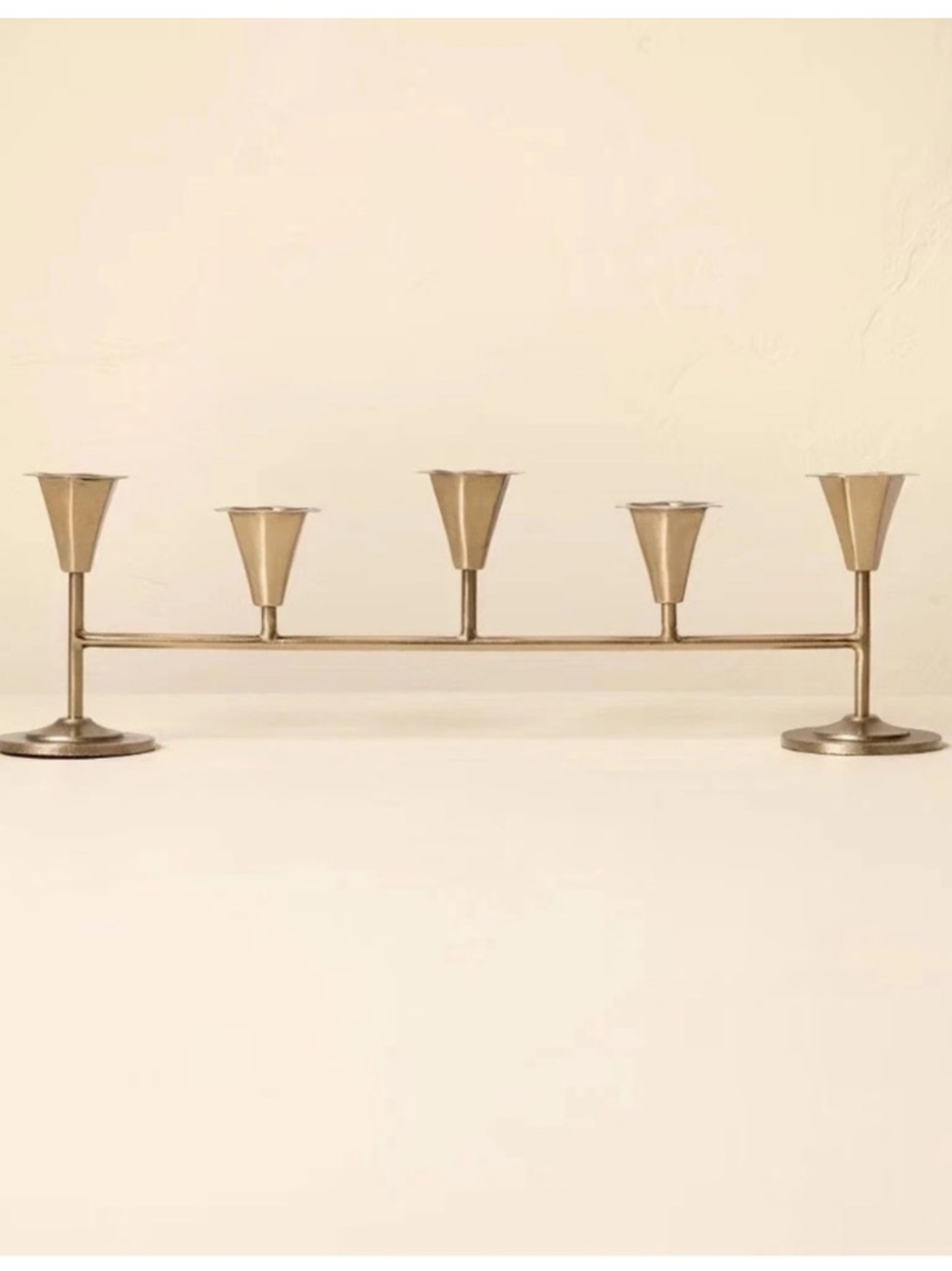 HEARTH & HAND NWT 20" Metal Tabletop Taper Candelabra Brass Finish